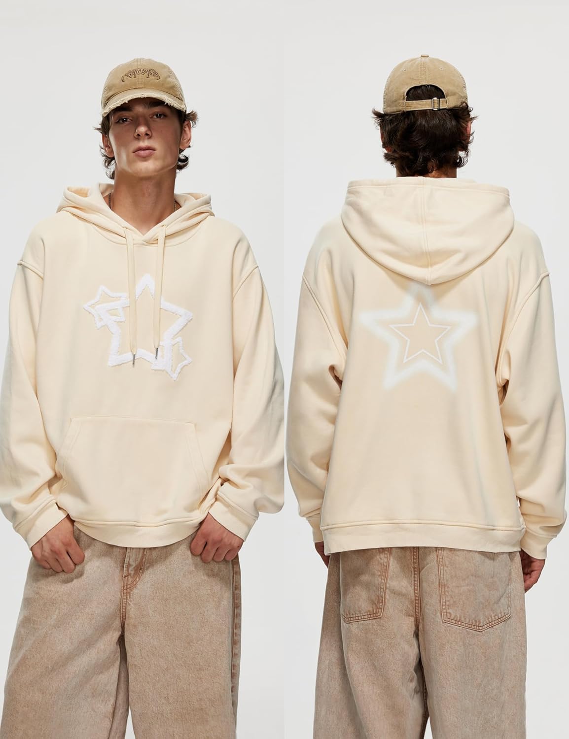 Womens Mens Hoodies Oversized Star Y2k Hoodie Acid Wash Sweatshirts Graphic Vintage Sweatshirt Streetwear Couple - Image 2