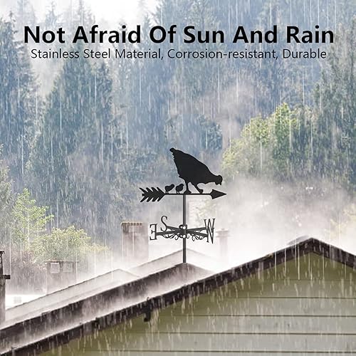 Miniatura 4 de ZNEL Paleta meteorológica con animales, silueta de metal, adorno de techo para valla de jardín, cobertizo, escena de granja al aire libre, patio,