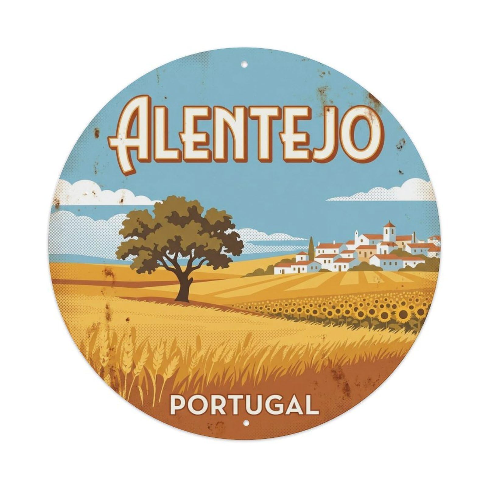 Olhnbad Style Portugal Landmark Travel Alentejo Plains Heritage Metal Tin Sign