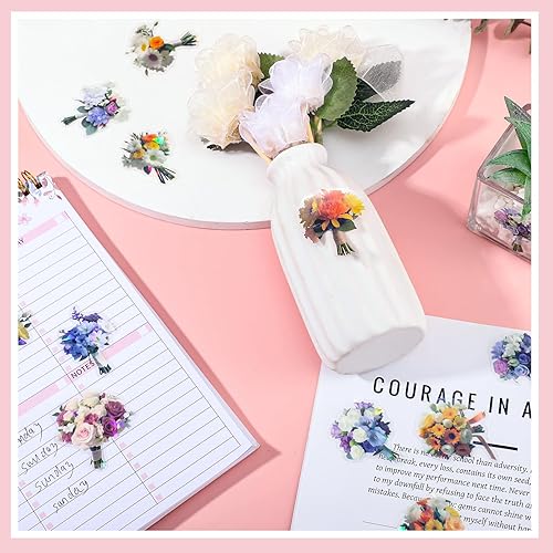 Miniatura 31 de 80 piezas de calcomanías de flores naturales para álbumes de recortes, calcomanías autoadhesivas para álbumes de recortes, suministros para diario