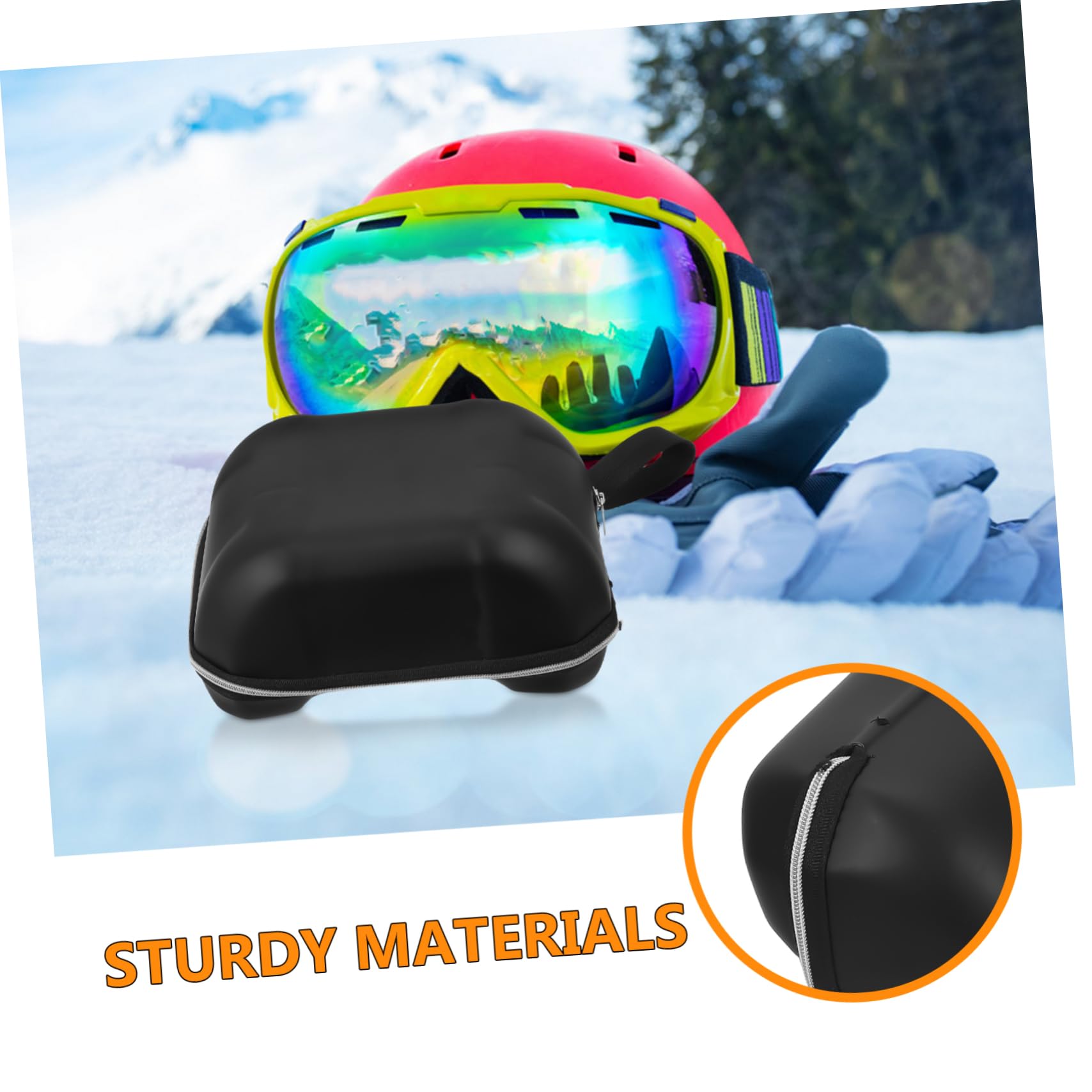 Yardwe Skibrillenetui Brillenhalter Snowboarden Schnee Brillenetuis Sonnenbrillenetui brillenetui Outdoor Reisverschluss zipties Snowboardbrillenabdeckung Brillenbehälter Polyester Black