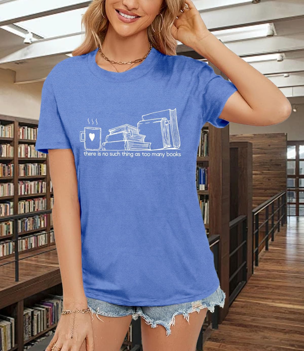 Womens Teacher Shirts Book T-Shirt Reading Tee Tops - Image 2