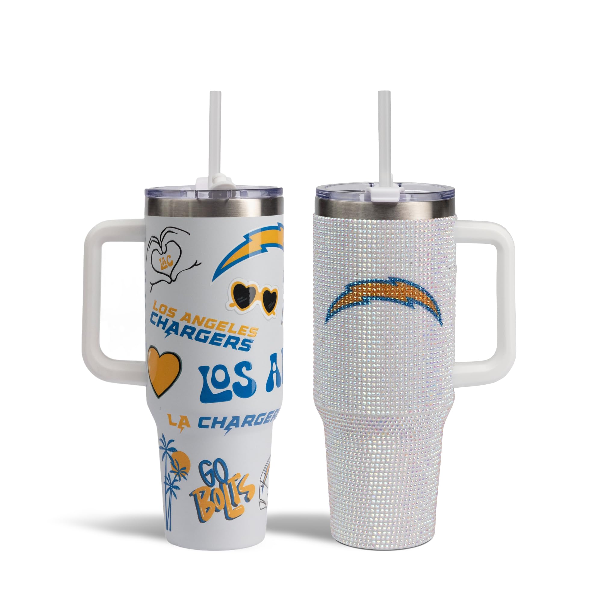 The Memory Company Officially Licensed 2-Pack Game Day Tumblers Team Spirit/Bling, Los Angeles Chargers