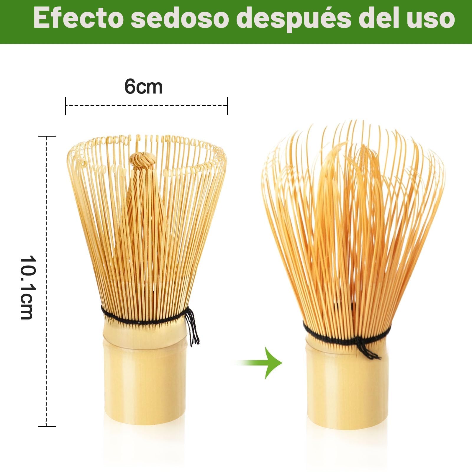 VMUTGA Batidor de Bambú Natural Chasen Tradicional, MA-01 Accesorio de Ceremonia de Matcha Japonés de 100 Varillas té Matcha