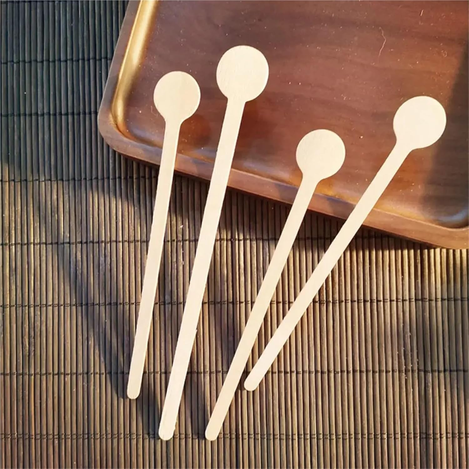 200Pcs Coffee Stir Sticks Wooden Coffee Stirrers Round Biodegradable Hot Cold Drinking Stirs Beverage Stir Sticks(18cm-round)