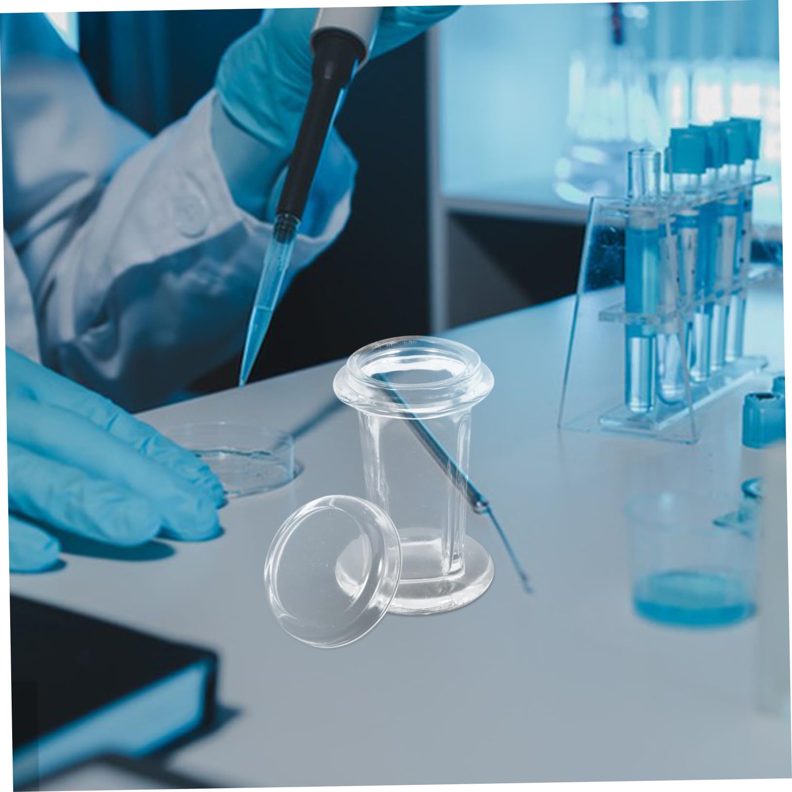 2 pezzi Vetro Coplin Staining Jar Barattolo Trasparente per Colorazione Vetrini Resistente Alte Temperature Design e Rotondo per Laboratorio Capacità Vetrini