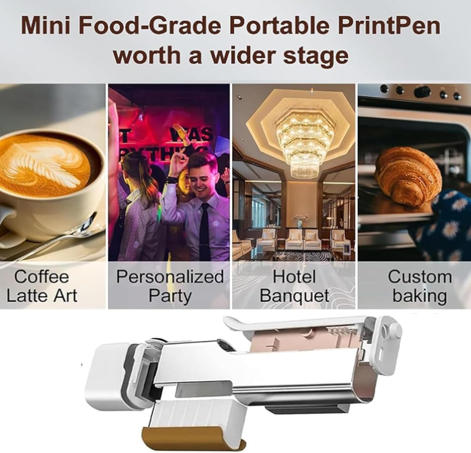Stampante alimentare Wifi portatile per arte della torta fai da te Stampa veloce Mini macchina per latte per birra Bevande schiumose Macarons Burgers Cioccolato e Pane Stampa personalizzata del
