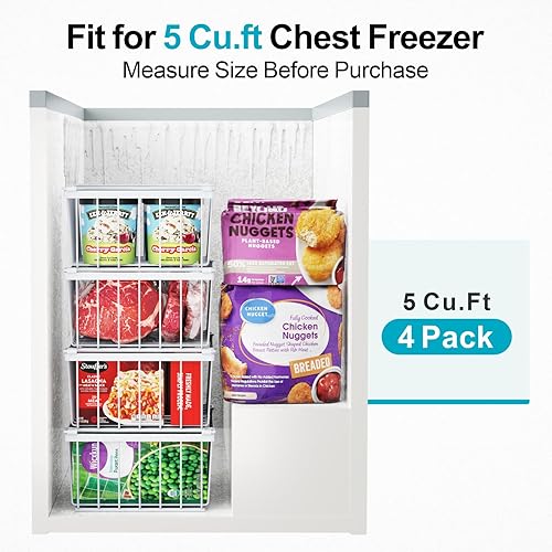 Miniatura 3 de iSPECLE Contenedores organizadores de pecho para congelador, paquete de 8 organizadores apilables para congelador de 5 a 7 pies cúbicos y congelador