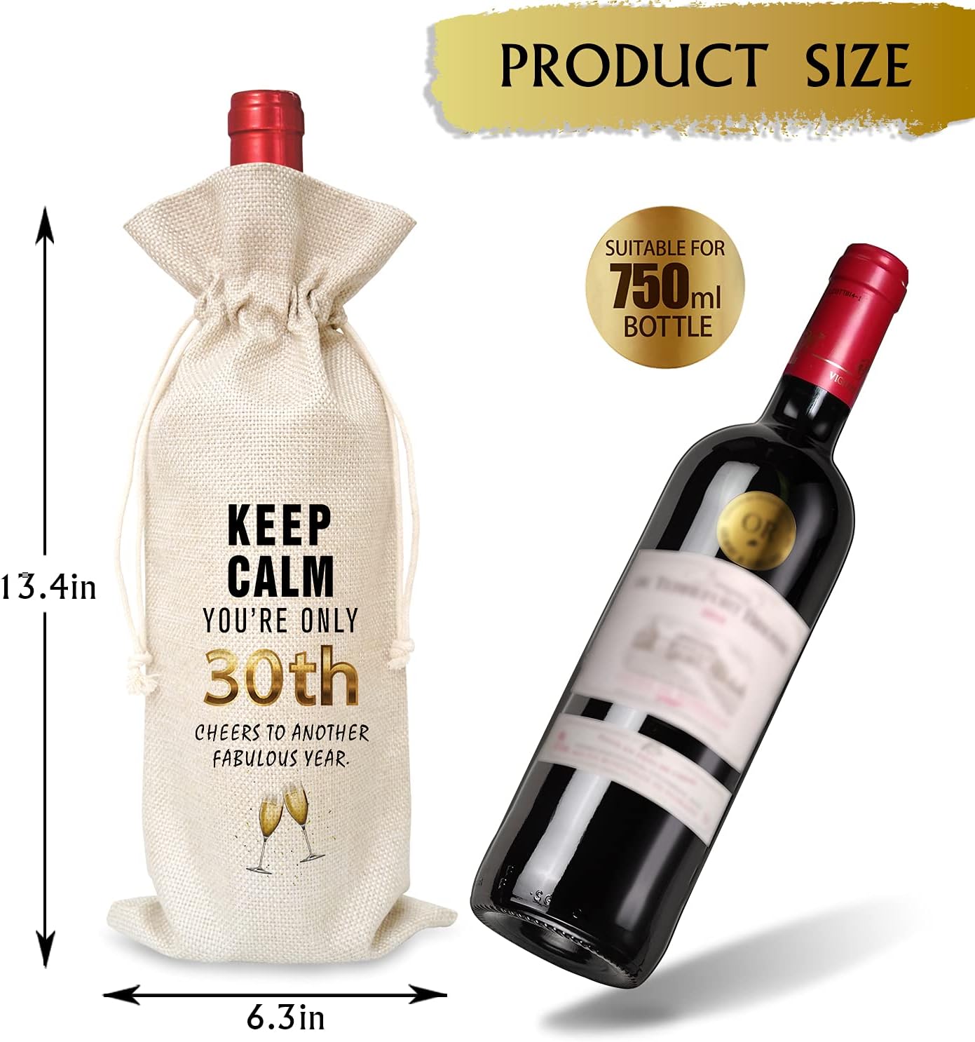 30th Birthday Gift Wine Bag（1 Pc）,30th Birthday Decorations for Women,Men,Sister,Friends-J18 : Grocery & Gourmet Food
