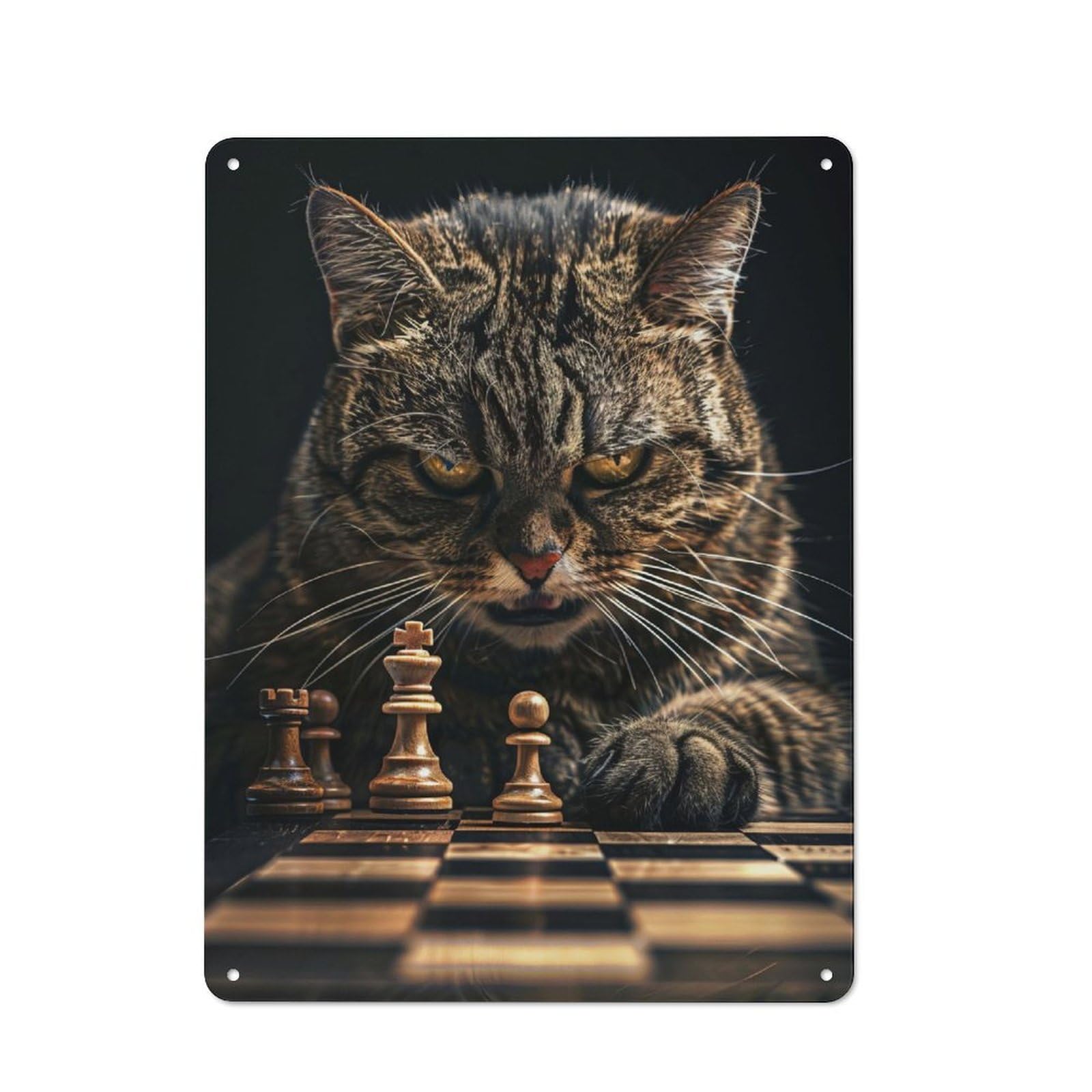 Junmoney Cat Chess Retro Metal Gift Sign 40X30cm, Home Wall Decor For Flat, Dorm Room, Lounge Or Cafe