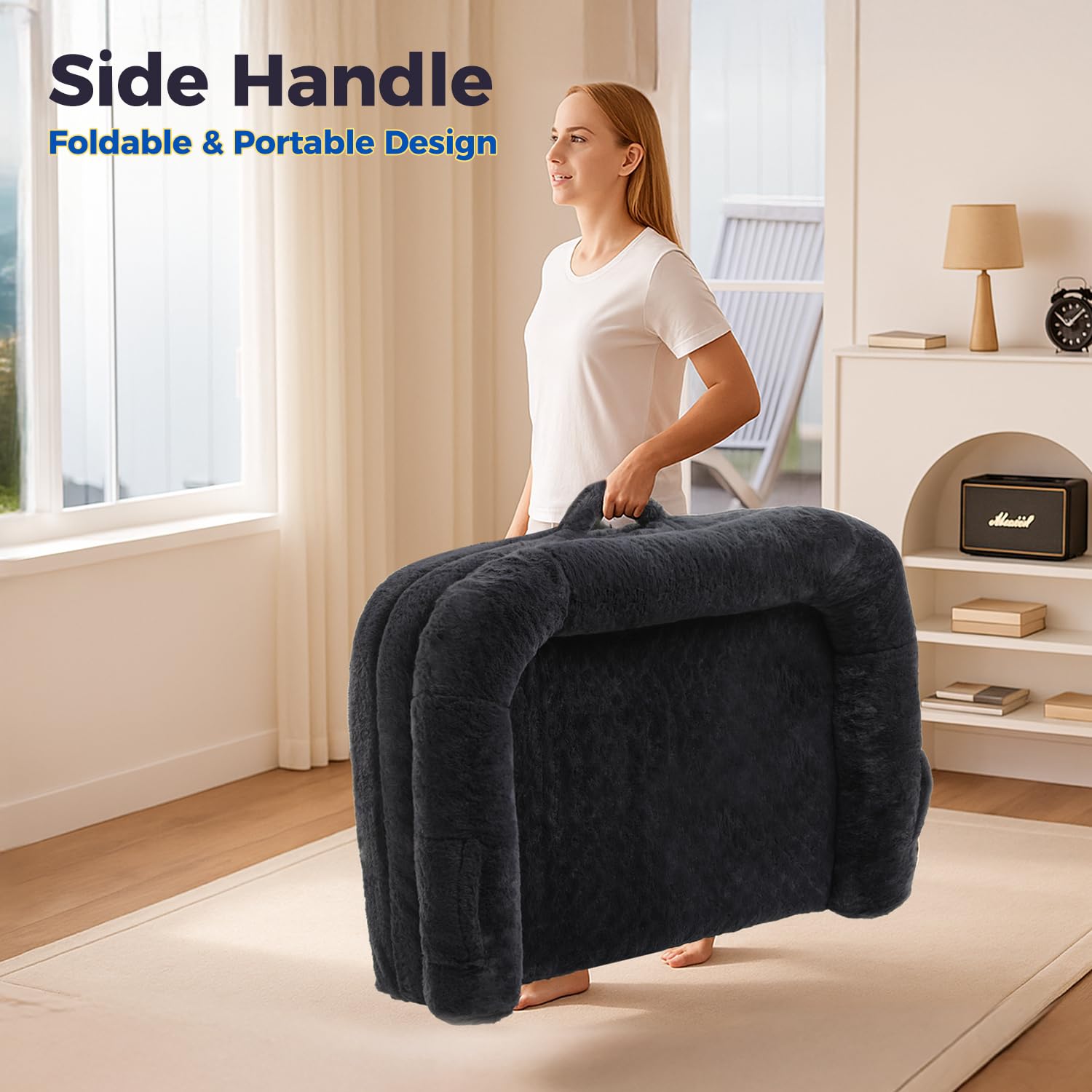 PAWZ Road Cama para perros y personas, plegable y convertible en sofá para perros, cama para perros con espuma viscoelástica y funda lavable, XXL, 186 cm