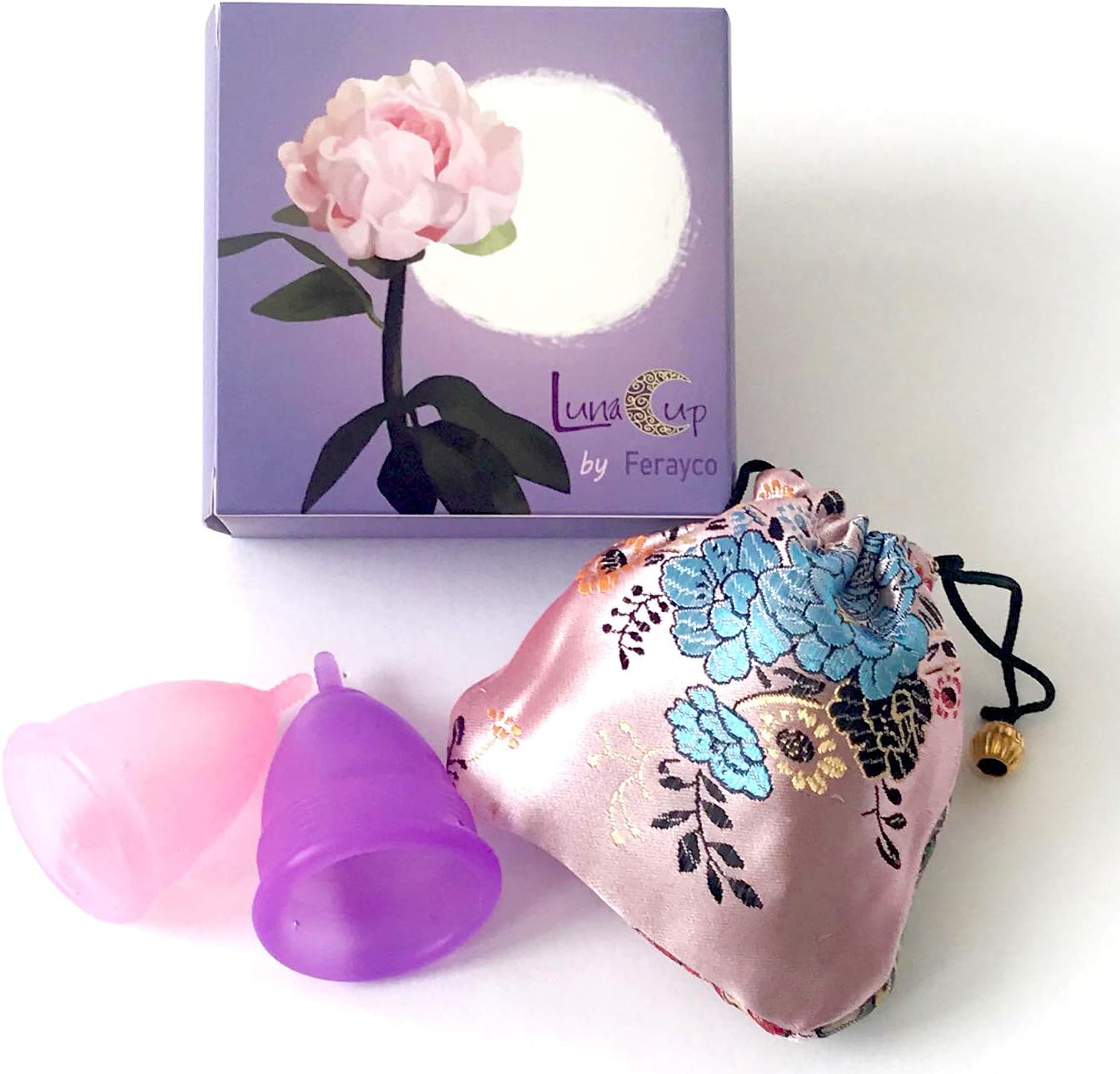 Luna Cup Menstrual Cups Set of 2 Period Cups, 1 Large 1 Small with 1 Storage Bag