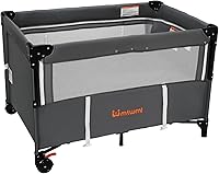 Vista 3 de MTWML Cuna portátil para bebé, cuna 3 en 1 y patio de bebé y cambiador con ruedas, configuración de 1 segundo con bolsa de viaje, mosquitera