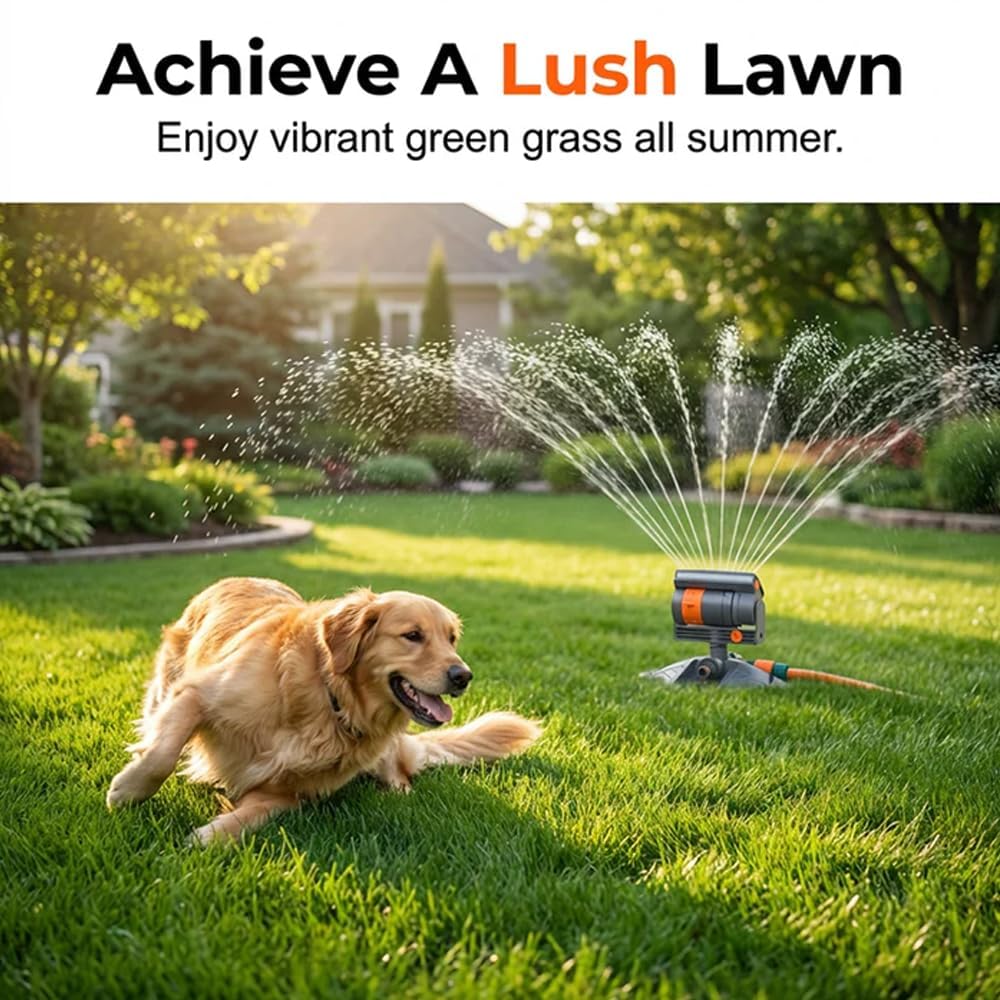 Aspersor de jardín giratorio automático, aspersor de césped giratorio de 360 grados con boquillas ajustables, sistema de riego resistente a prueba de fugas para jardín y patio (a)