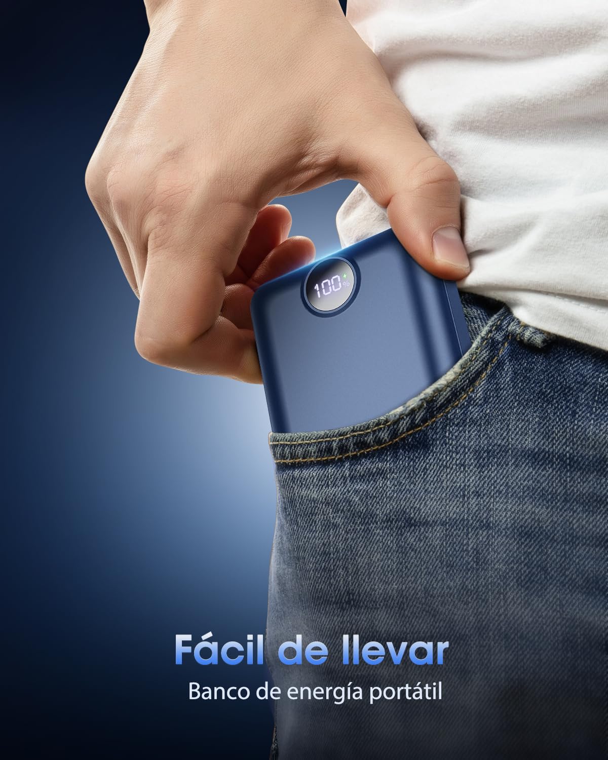 Power Bank 50000mah, 22.5W Bateria Externa Carga Rapida Portatil Camping,USB-C con 3 Salidasy 2 Entradas, Pantalla Led, Gran Capacidad Compatible con iPhone iPad, Android Azul