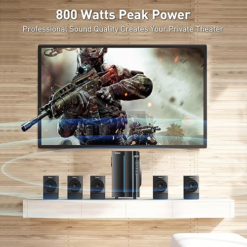 Miniatura 3 de Bobtot Sistemas de sonido envolvente Sistema de cine en casa  800 vatios de potencia máxima de 6.5 pulgadas, subwoofer 5.12.1, altavoces estéreo con