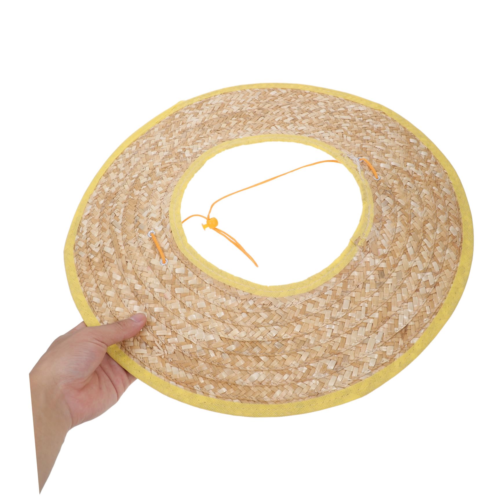 Strohhelm Sonnenschutz für Bauhelme mit Breiter Krempe 2 Stück | Weizenstroh, Leichtes Design, für Outdoor Aktivitäten und Baustelle, Zufällige Bandfarbe Zufällige Farbe