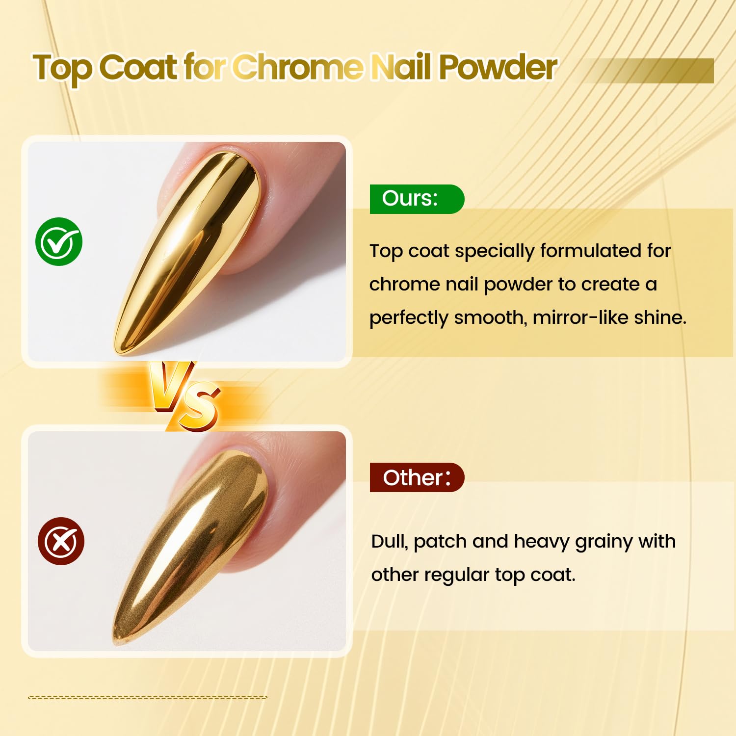 JODSONE Top Coat for Chrome Nail Powder, 16.5ml No Wipe Gel Top Coat for Rubbing Mirror/Chrome Nail Powders, Smooth Finish - Image 2