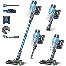 Aspirateur sans fil, aspirateurs 45 kPa 60 min pour la maison, aspirateur balai puissant rechargeable avec lumi&egrave;re verte, support mural anti-enchev&ecirc;trement, aspirateur l&eacute;ger 8 en 1 pour tapis de poils d'animaux sur sol en bois dur