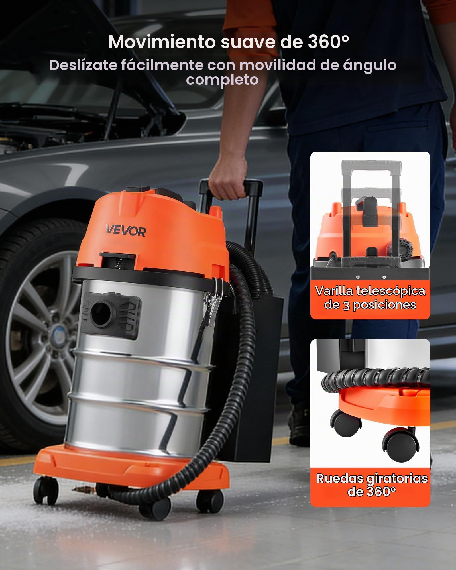 VEVOR Máquina de Chorro de Arena de Nuez 1600 W Tanque de 30 L, Máquina de Limpieza de Válvulas y Colectores de Admisión, con 2,5 kg de Cáscara de Nuez y 23 Adaptadores para Motores de Automóviles