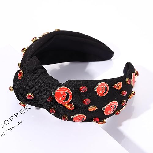 Miniatura 10 de Diademas de Halloween para mujer, accesorios de Halloween, diadema anudada con cuentas de truco o trato, diadema anudada con diamantes de imitación,