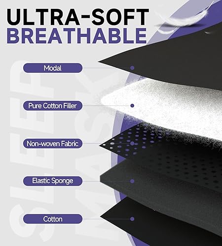 Miniatura 6 de Mavogel Antifaz de algodón para dormir  Máscara de dormir transpirable con bloqueo de luz, suave y cómoda para hombres y mujeres, cubierta de ojos