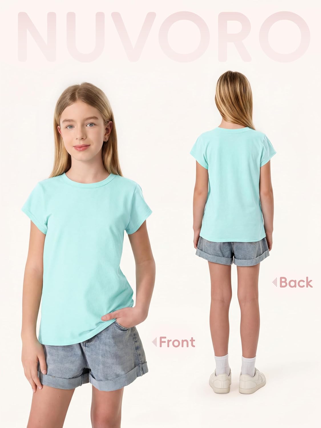 5 Pack Girls Shirts Cotton Short Sleeve Shirts for Girls Crewneck Kids Tshirt Clothes Summer Tops