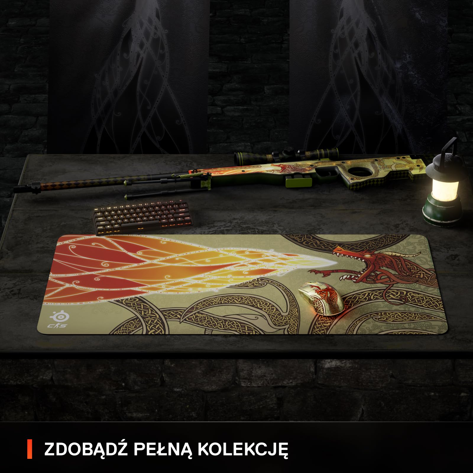 SteelSeries CS2 Dragon Lore – Bezprzewodowa mysz do gier – Counter-Strike – 2,4 GHz i Bluetooth – Czujnik optyczny 18 tys. DPI TrueMove Air – Bateria do 200 godz. — Wytrzymałość 80 mln kliknięć
