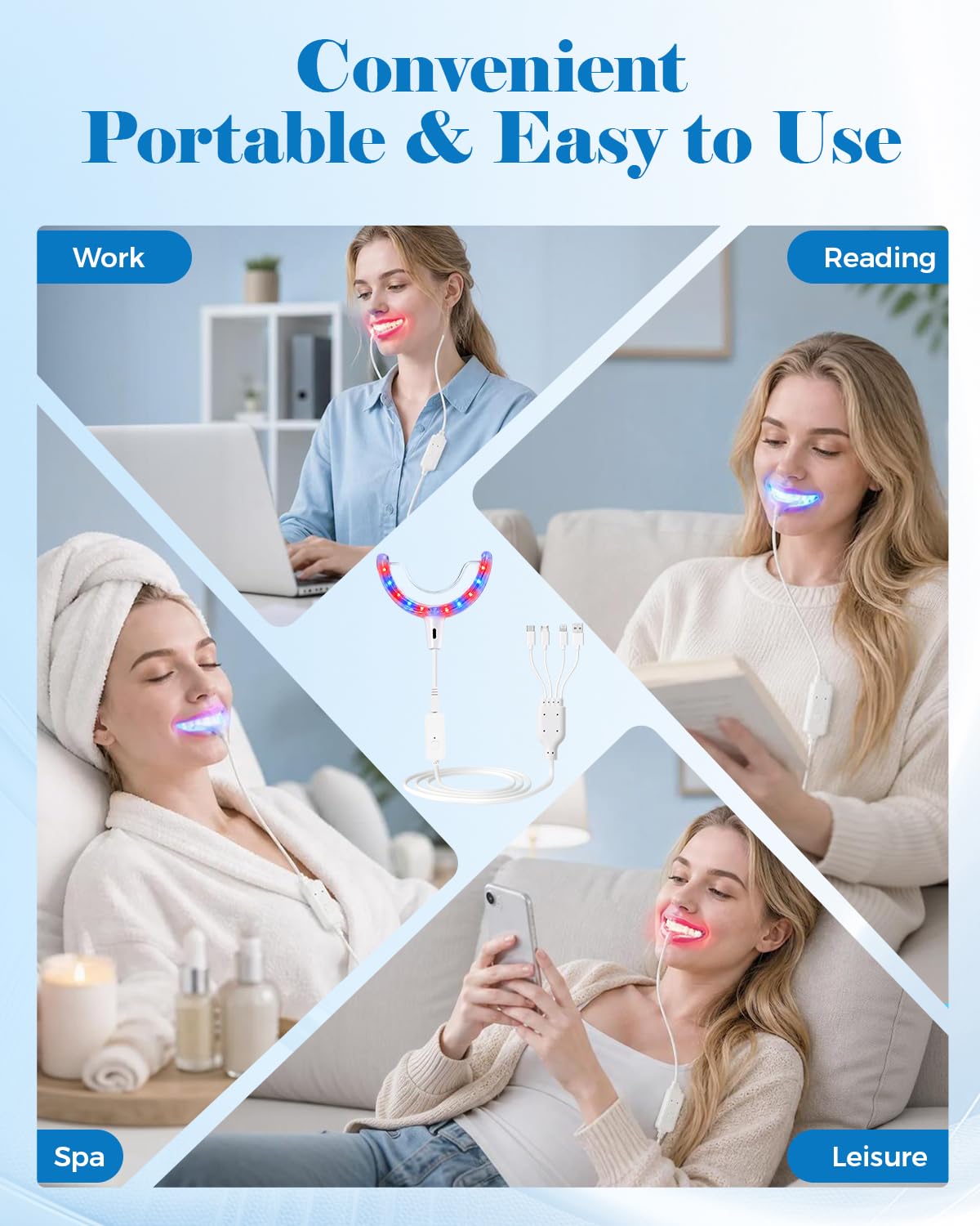 Rotlichttherapie für Zahnfleisch, 32 LEDs, Rot- und Blaulichtgerät für Mundgesundheit, professionelles Zahnfleischpflege- und Zahnaufhellungs-Set, mit 3000 mAh sterilisierender Ladehülle