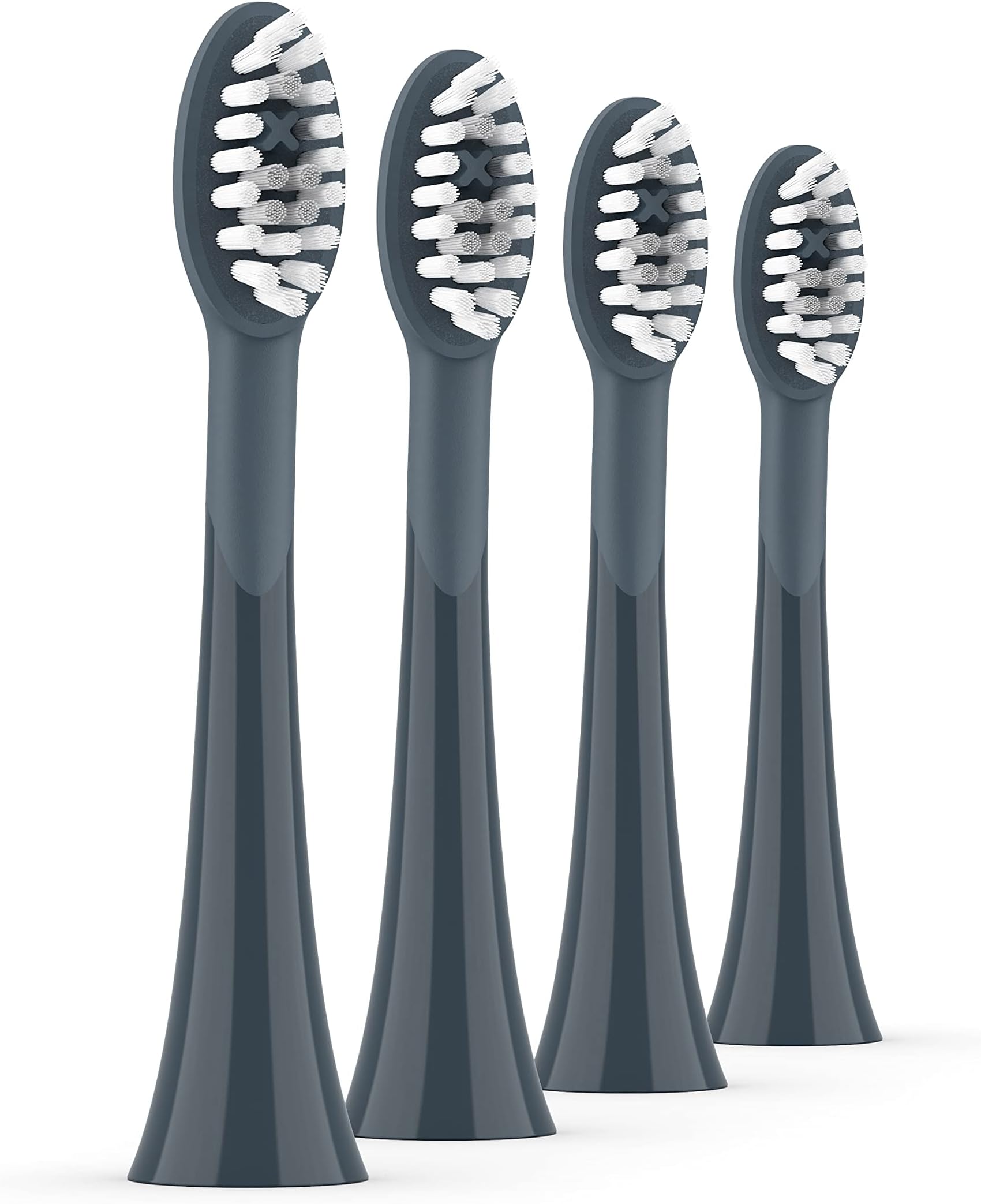 Ordo Replacement Sonic Toothbrush Heads with Pulse Technology for Teeth Cleaning, Plaque Removal, Silicone Polishing, Deep Clean Bristles, Adults, Pack of 4, Black Charcoal Grey