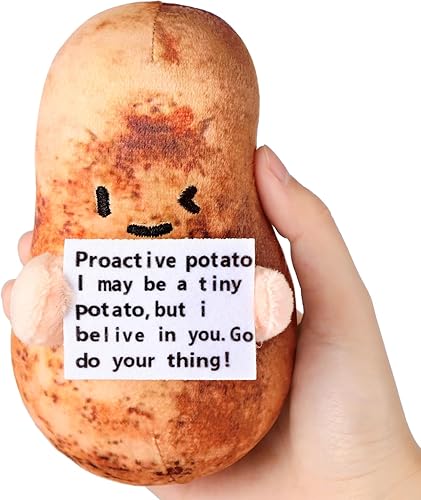 PullCrease Divertida patata grande y linda de 5.3 pulgadas, juguete suave de patata inspiradora, regalo de patata con tarjeta de energía positiva,