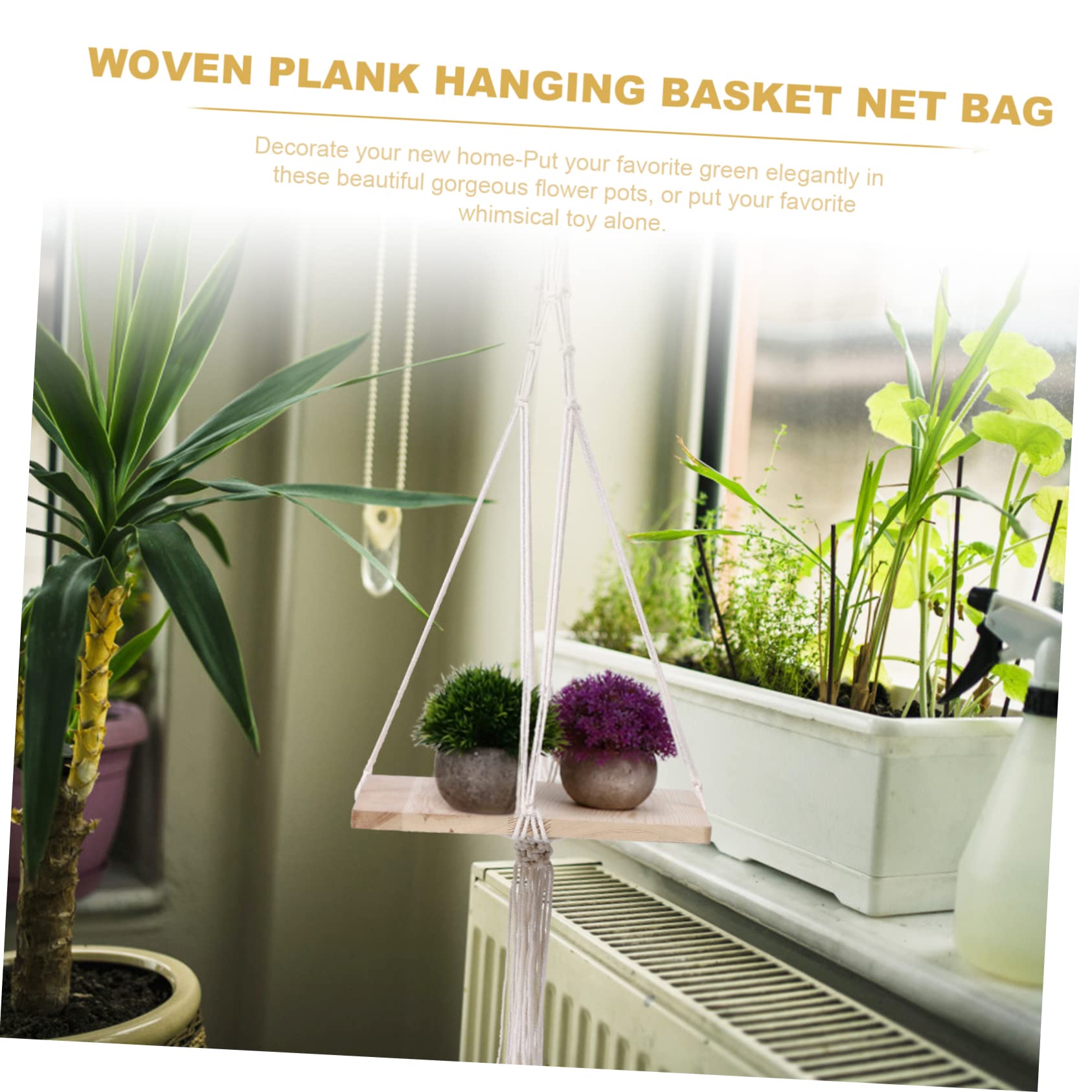 Porte-Fleurs Suspendu Macramé Naturel Support Tressé pour Plantes Intérieur Et Extérieur Décoration Élégante pour Balcon Et Jardin