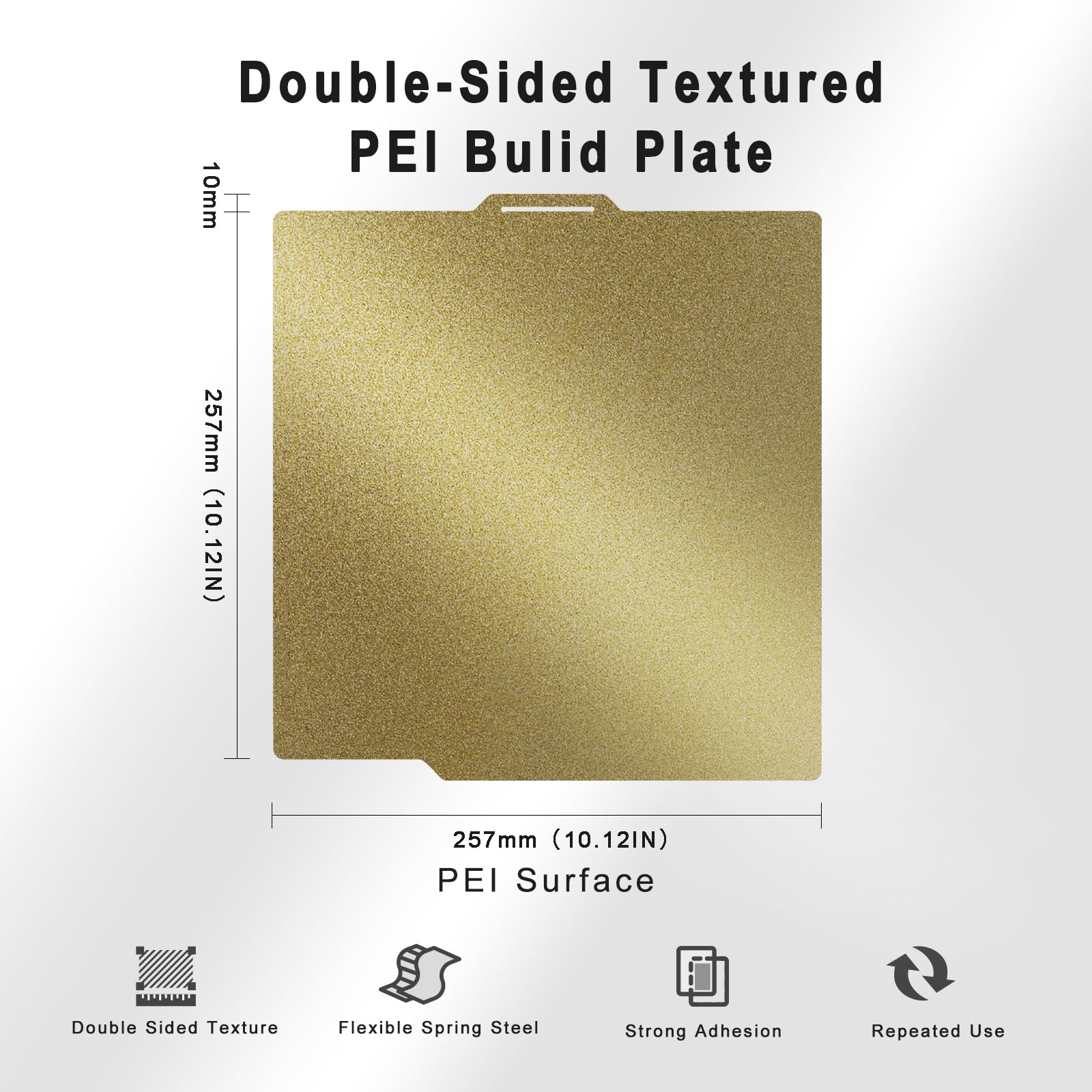 Bambulab Plaque de construction double face en PEI texturé 257x257 mm, Flexible Removable PEI Build Plate pour Bambu Lab X2D/X1C/X1/X1E/A1/P1S/P1P/P2S Imprimantes 3D