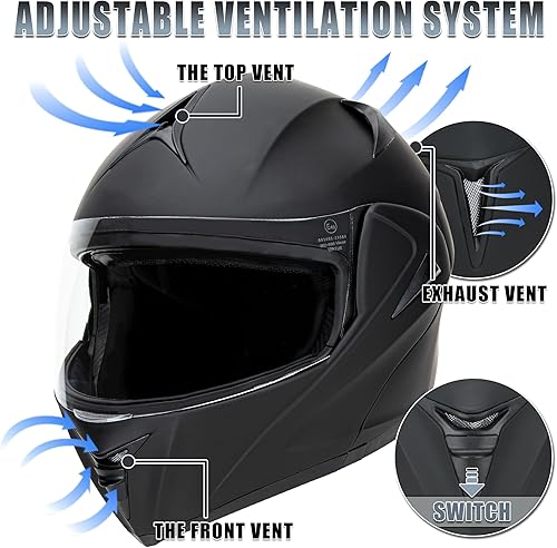 Miniatura 3 de DOT Approved Full Face Motorcycle Helmet with Flip Up Dual Visor Full Face Motorcycle Helmet with Flip Up Dual Visor