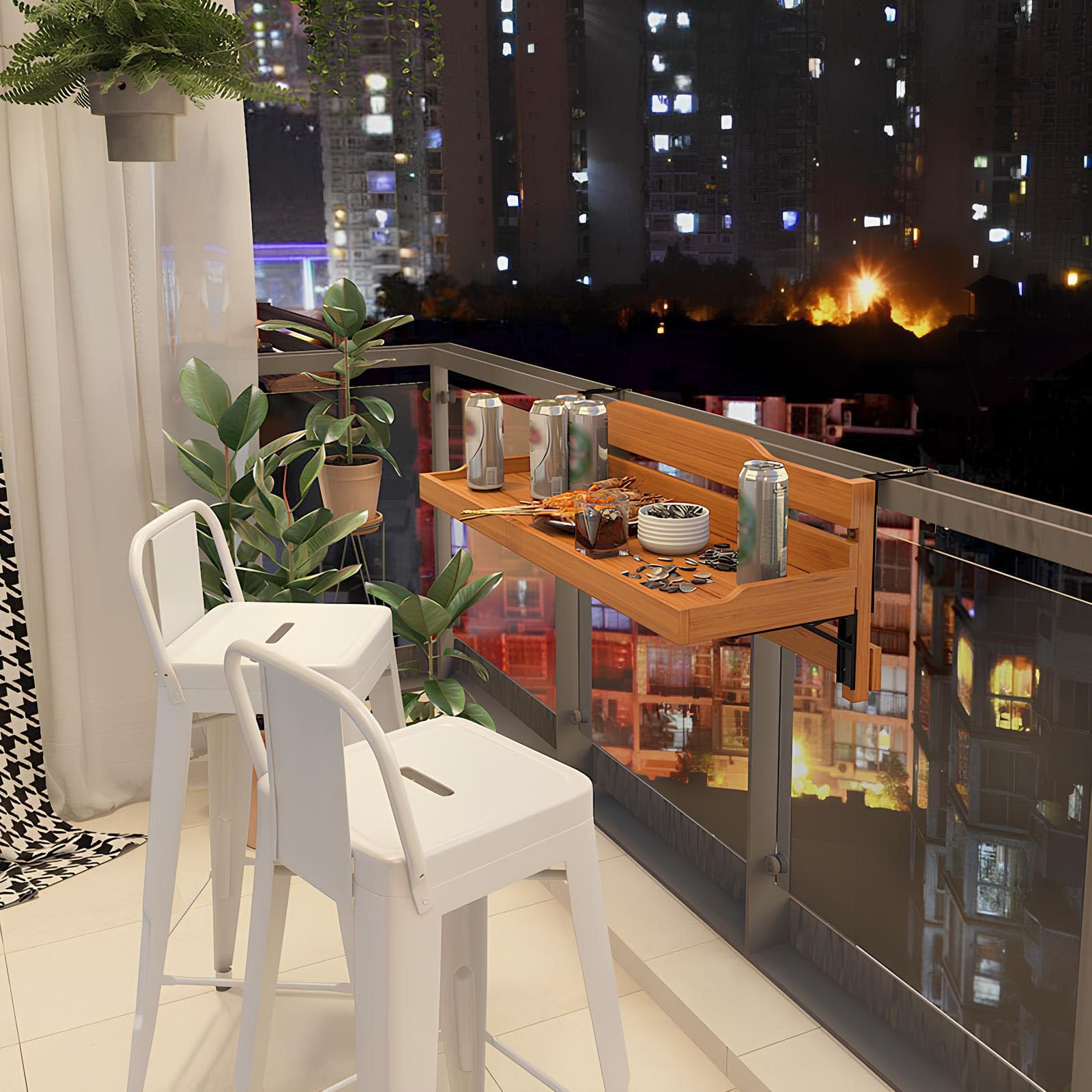 Zajmujący mało miejsca stolik barowy na balkon, montowane na ścianie, składane biurko na balustradę, regulowane meble ogrodowe na patio (90 x 30 cm) – idealne do małych przestrzeni na zewnątrz