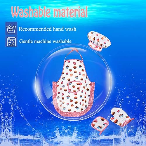 Miniatura 4 de Juego de chef para niños, juego de 13 piezas de cocina y horneado para niños, incluye delantal, sombrero de chef, utensilios, guante de cocina para