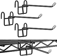 MorningRo 4-Pack Heavy Duty Wire Shelving Hooks with Rubber Covers - Black Metal Hangers for Kitchen Utensils & Shelf Organization