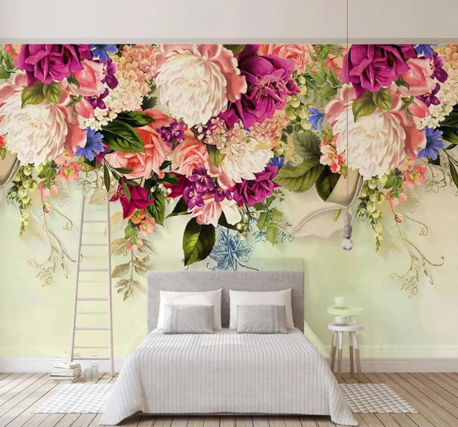 XLMING Vintage Beautiful Three Dimensional Colourful Floral 3D Wallpaper Luxury Home Dining Decor Paste Sofa Living Room The Wall for Bedroom Mural-250cm×170cm
