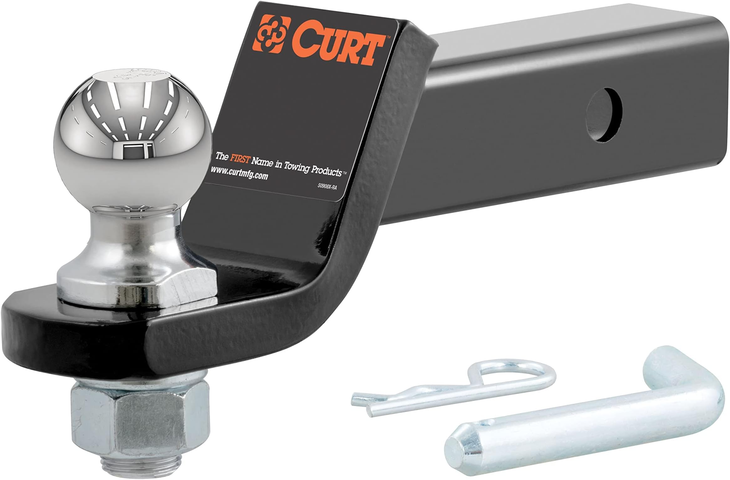 CURT 45034 Trailer Hitch Mount with 1-7/8-Inch Ball & Pin, Fits 2-Inch Receiver, 7,500 lbs, 2-In Drop, black