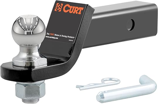 CURT 45034 Trailer Hitch Mount with 1-7/8-Inch Ball & Pin, Fits 2-Inch Receiver, 7,500 lbs, 2-In Drop, black