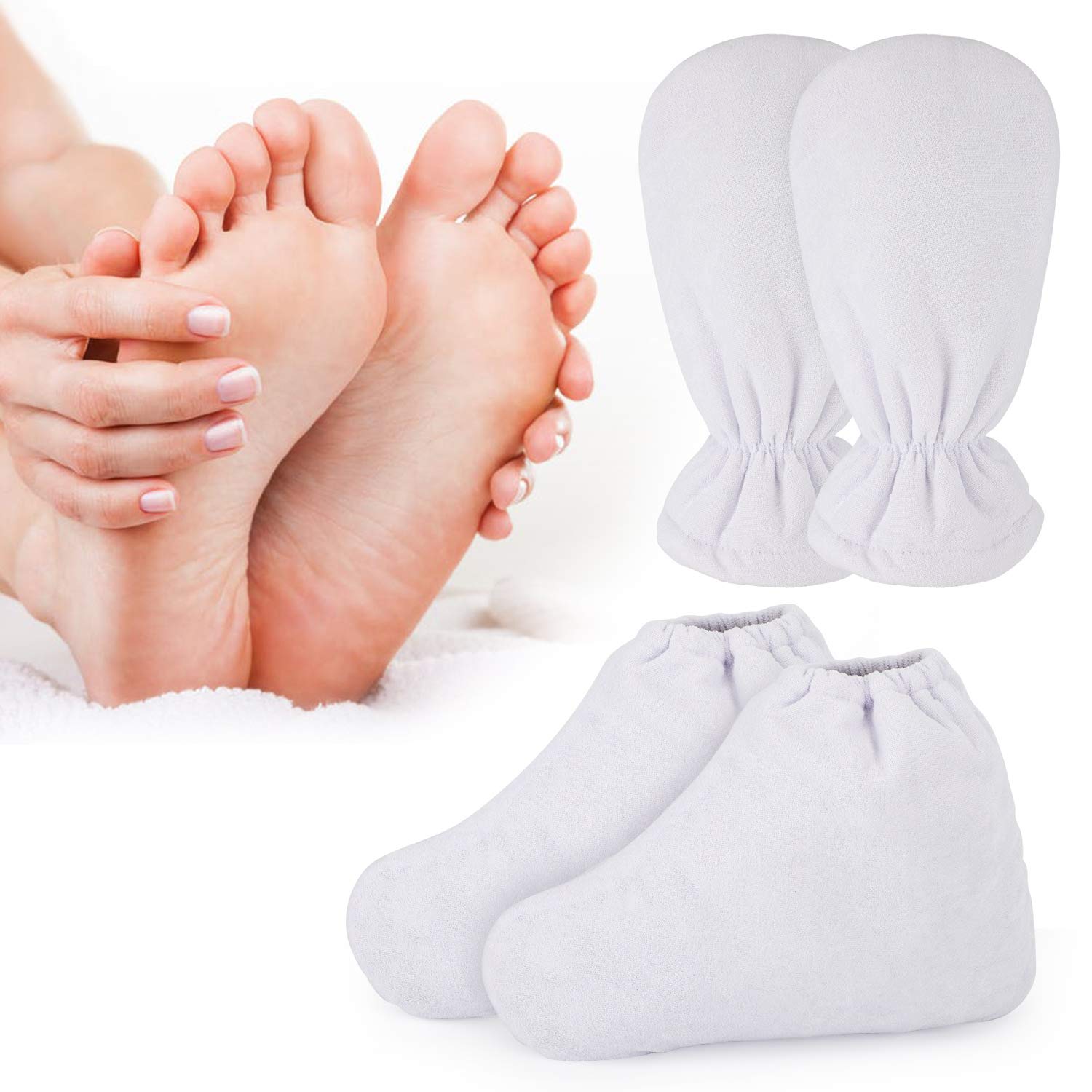 Manoplas de spa con calefacción de parafina y forros para pies para terapia de manos, tamaño más grueso, compatible con máquina de cera caliente 2