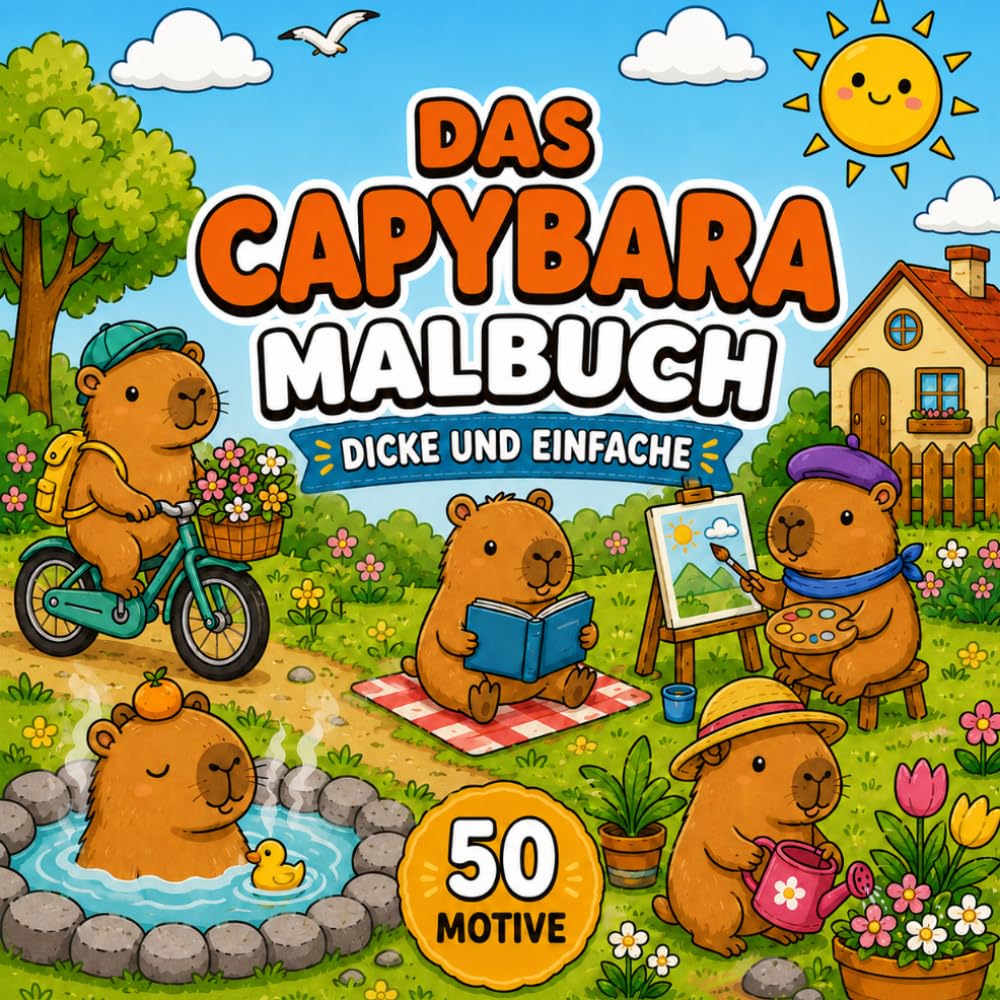 Das Capybara Malbuch: Dicke und Einfache Designs zum Entspannenden Ausmalen
