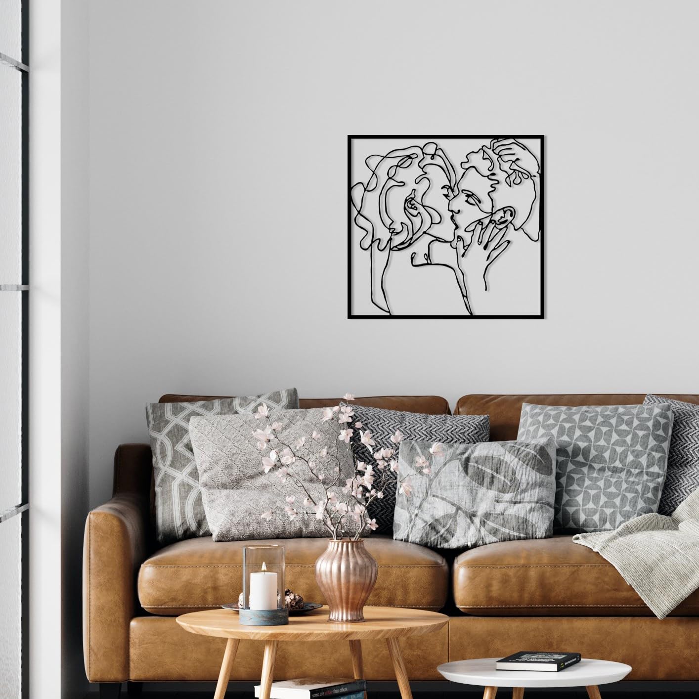 Stylish Black Decorative Metal Wall Accessory, 64 x 60 cm, 100% Metal, 1.2 mm Thickness, Perfect for Modern Home Decor and Unique Wall Art