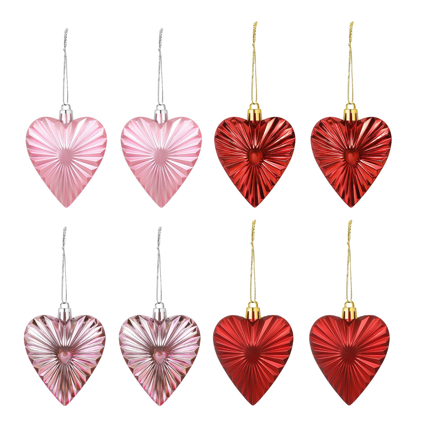 Kalttoy 8Pieces Colorful Heart Decorations Perfectly Valentine ' s Day Hanging Ornaments Christmas Tree Pendant Heart Garlands