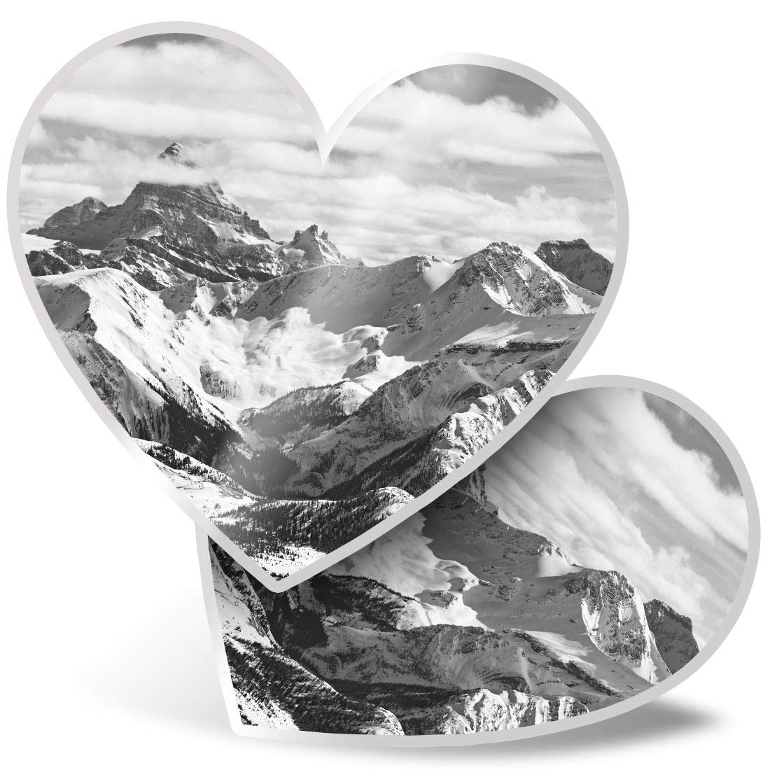 Destination Vinyl Ltd Multi 2 X 7.5Cm Heart Stickers - Ski Resort Banff Canada Winter Snow Decals 43538