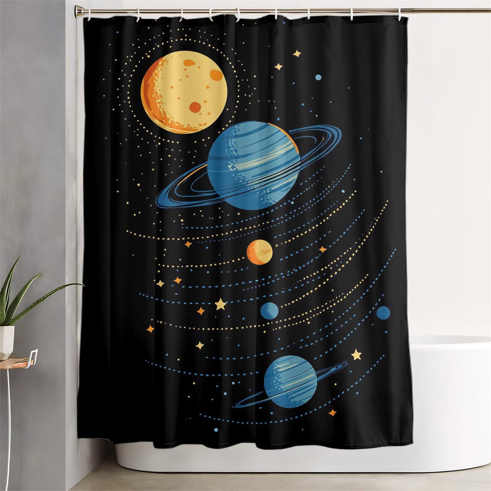 Zasłona prysznicowa wszechświat zasłona prysznicowa 240x200 cm planeta z obciążonym obszyciem i haczykami, zmywalna - wodoodporna - odporna na pleśń - szybkoschnąca zasłona prysznicowa do łazienki i