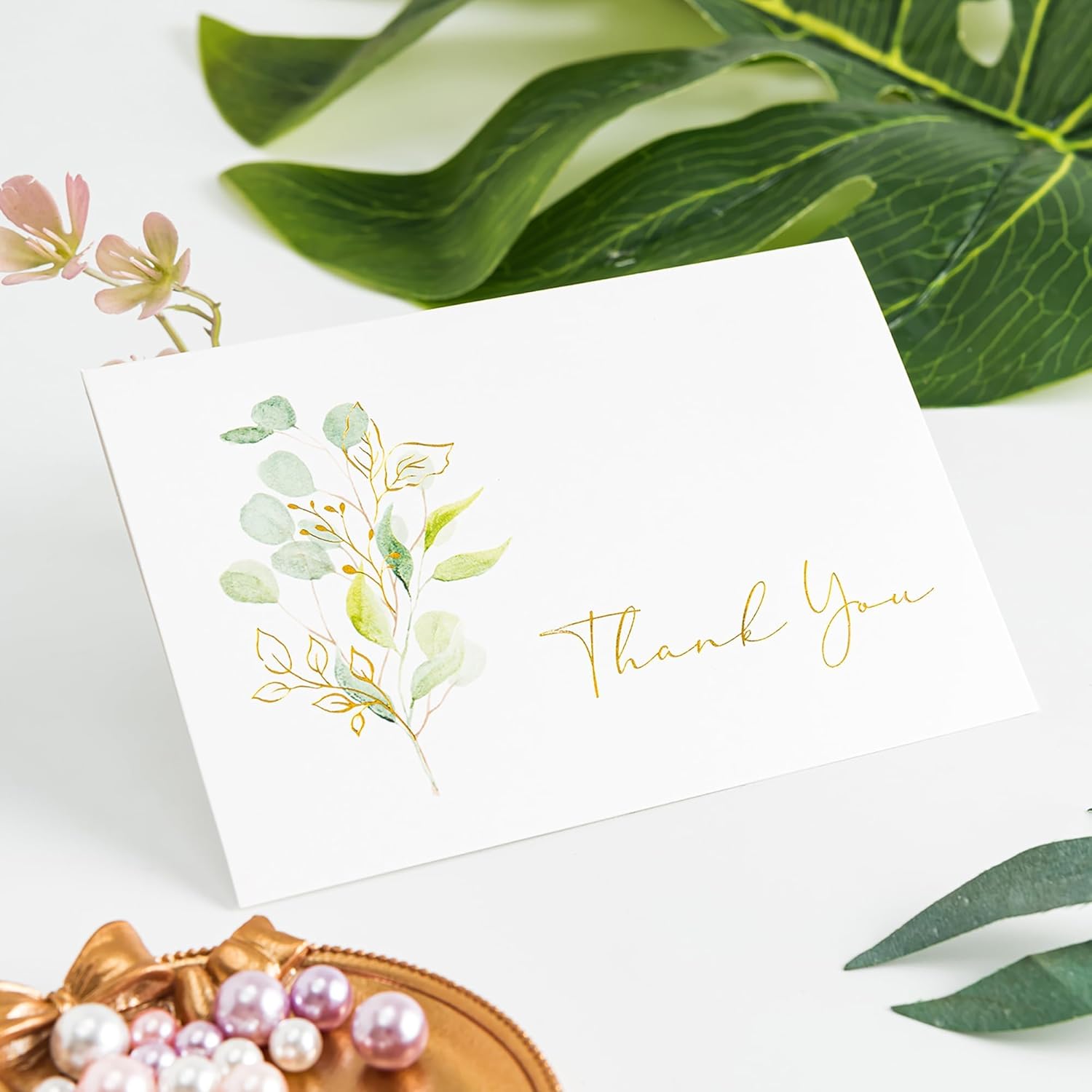 Crisky 50 Pack Eucalyptus Thank You Cards With Envelopes Greenery Thank You Cards for Wedding,Bridal Shower,Baby Shower,Small Business,Graduation - Image 2