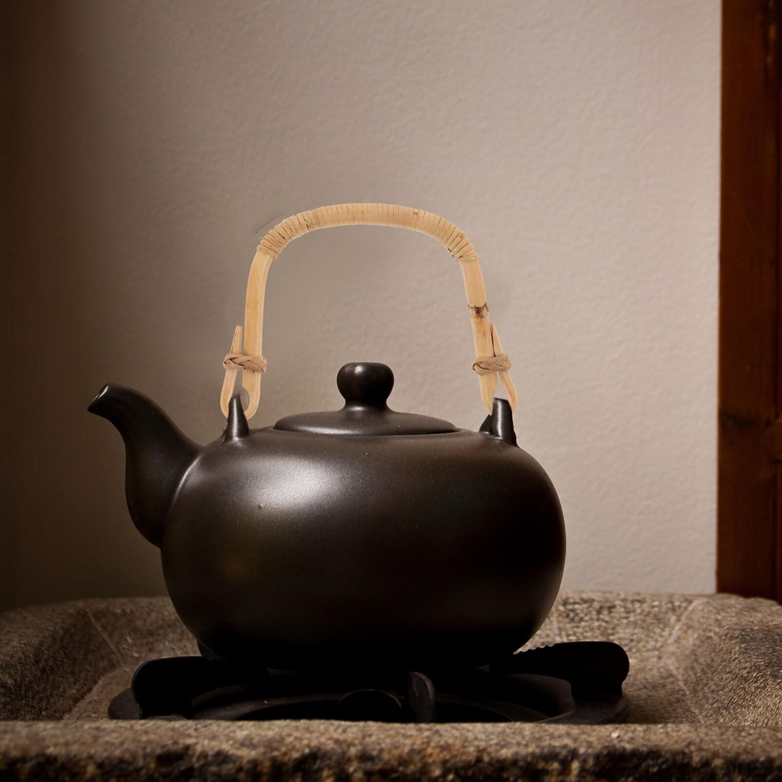 Garneck Tiradores de tetera de madera, mango de repuesto para caldera de hierro, mango de protección contra quemaduras intercambiable, asas de bambú para olla de cerámica, accesorios de cerámica