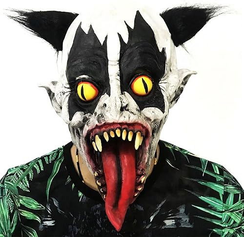 Miniatura 1 de Máscara facial de terror para Halloween, máscara de cabeza de cadena de terror, máscara de payaso espeluznante zombi, máscara de látex realista para