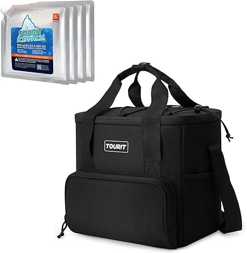 TOURIT Bolsa térmica de almuerzo con bolsas de hielo reutilizables para enfriadores de larga duración